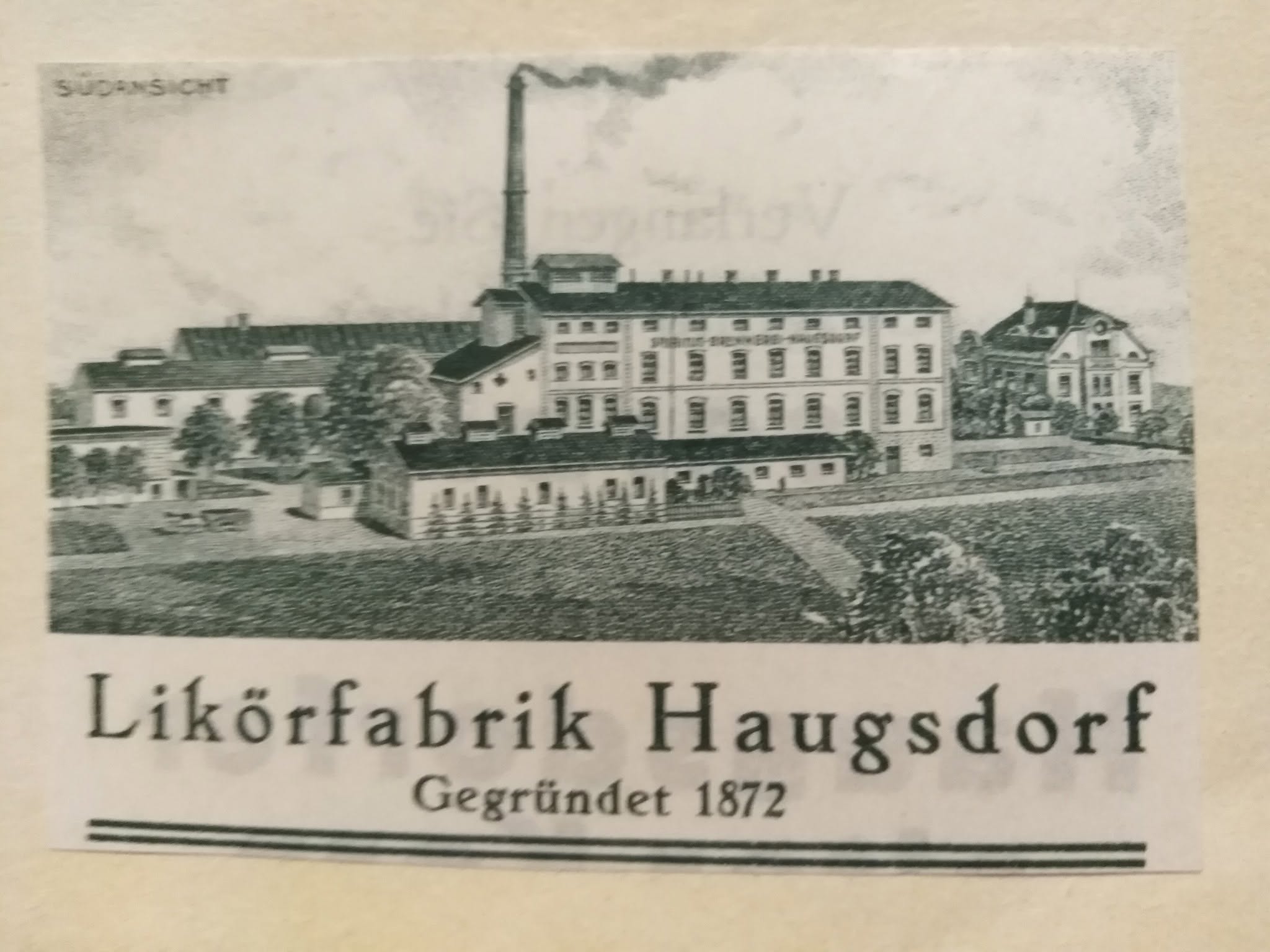Historický nákres lihovaru v Hukovicích z roku 1872
